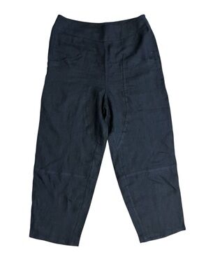 Sarah Pacini 100% Linen Tailored Trousers – Black Minimalist – Size 1 (US S)